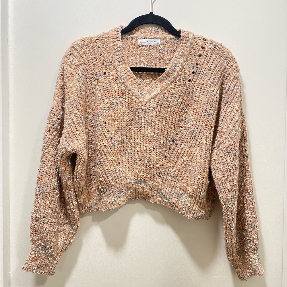 Jon & Anna Speckled Pink V-Neck Sweater